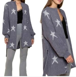 POL Boucle Gray & White Stars Cardigan